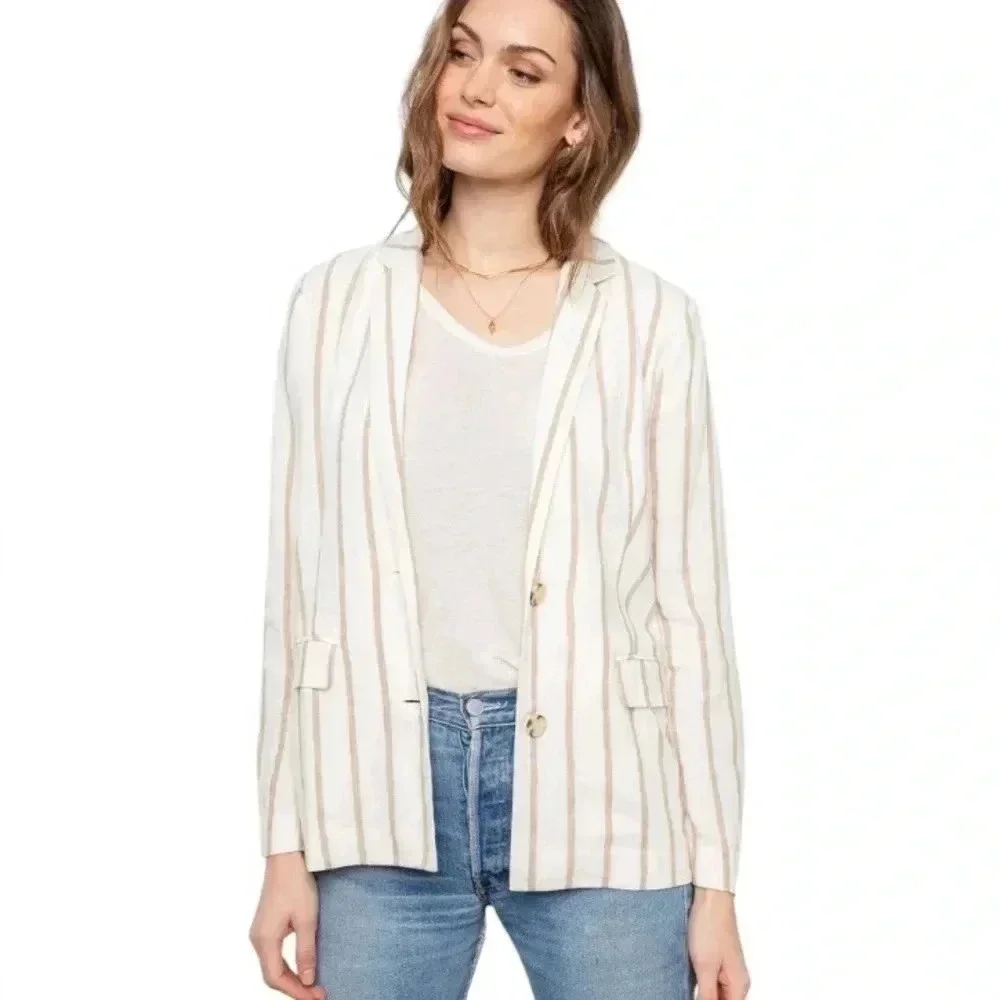 RAILS | Linen Blend Flynn Blazer in Mojave Stripe Size XS - Picture 4 of 11